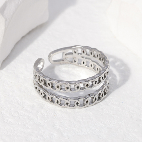 New Design Stainless Steel Double Layer Chains Adjustable Ring / Bague réglable en acier inoxydable