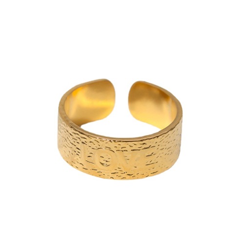 Textured LOVE Embossed Stainless Steel Adjustable Ring / Bague réglable en acier inoxydable