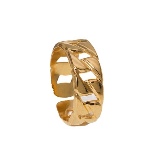18K Gold Plated Stainless Steel Cuban Link Adjustable Ring / Bague réglable en acier inoxydable