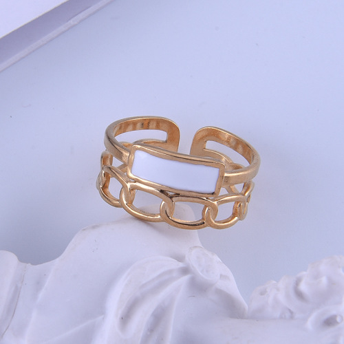 Trendy Chain Link Oil Drop Stainless Steel Opening Ring / Bague ouverte en acier inoxydable