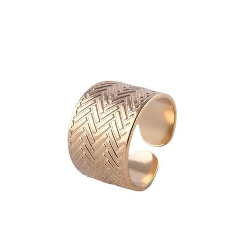 Exaggerated Geometric Stripe Stainless Steel Opening Wide Ring / Bague ouverte en acier inoxydable