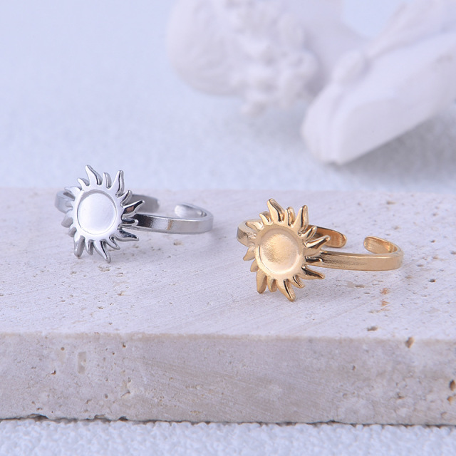 Minimaliste Electroplating Polishing Stainless Steel Sun Opening Ring / Bague ouverte en acier inoxydable