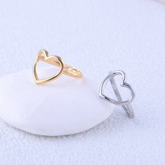 Wholesale Gold Plated Romantic Heart Stainless Steel Jewelry Opening Ring