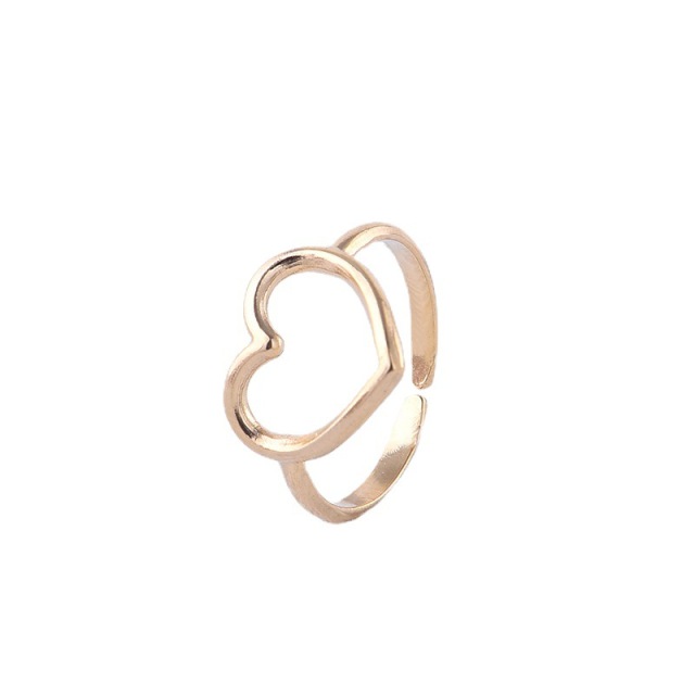 Wholesale Gold Plated Romantic Heart Stainless Steel Jewelry Opening Ring