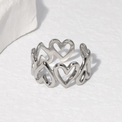 Wholesale High-Quality Hollow Out Heart Shape Stainless Steel Jewelry Open Ring
