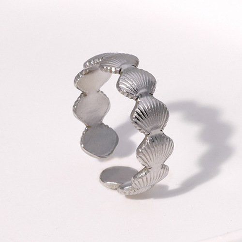 Wholesale Stainless Steel PVD Coated Jewelry Vintage Sea Shell Open Rings