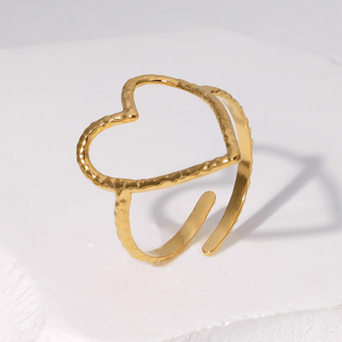 Minimalist Style Stainless Steel Jewelry Wholesale Open Heart Ring for women