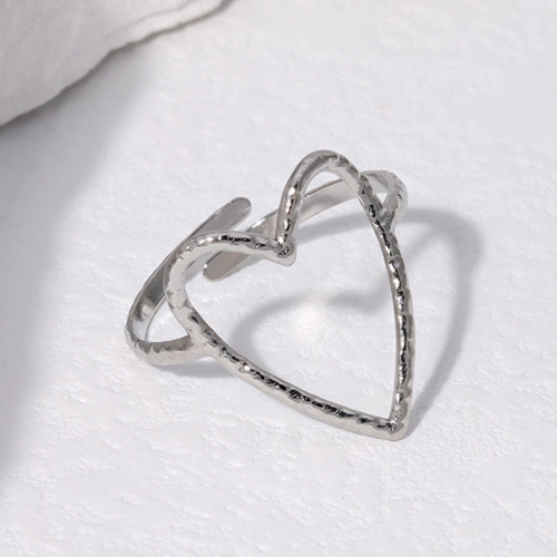 Minimalist Style PVD Stainless Steel Jewelry Wholesale Open Heart Ring