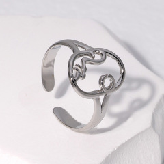 Wholesale Fashion Stainless Steel Jewelry Face Design Opening Ring