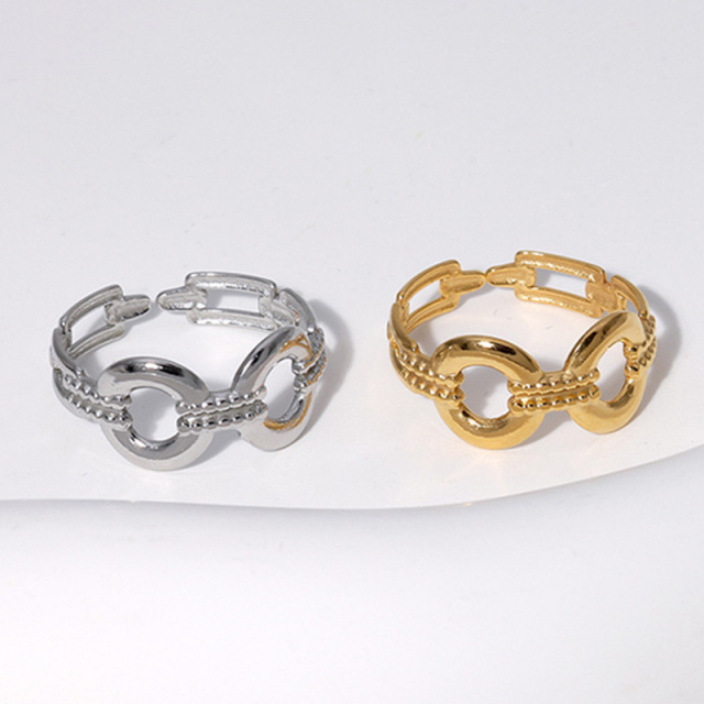 18K Gold Plated Jewelry Wholesale Stainless Steel Chain Open Circle Rings