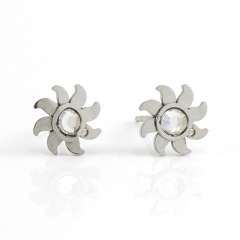 Sunflower Inlay Rhinestone Stainless Steel Stud Earrings