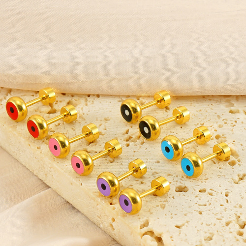 JY1360   18K Gold Plated Staineles Steel Enamel Color  Earrings