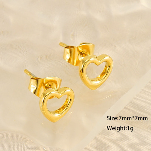Minimalist Hollow Heart 316L Stainless Steel Stud Earrings