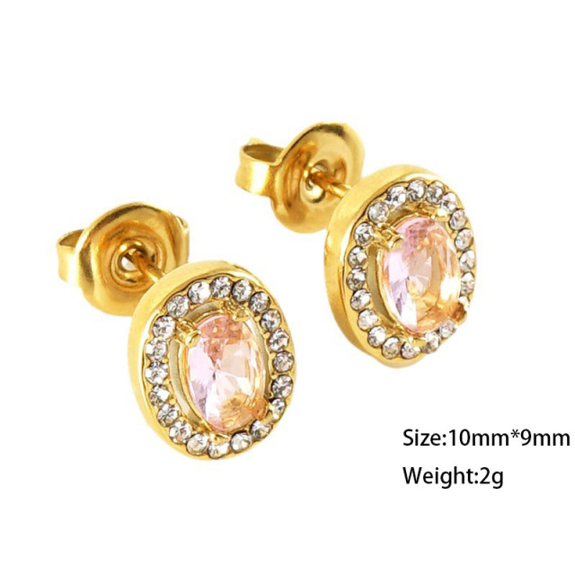 18K Gold 316L Stainless Steel Colors Zircon Stud Earrings