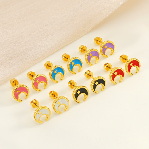 JY1364   18K Gold Plated Staineles Steel Enamel Color  Earrings