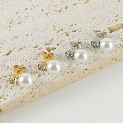 Morellato Pearl Stainless Steel Stud Earrings with Rhinestone