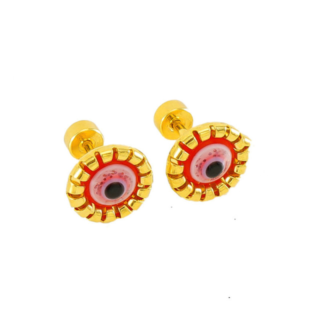 Petite Stainless Steel Earrings featuring Cute Colorful Convex Eyes