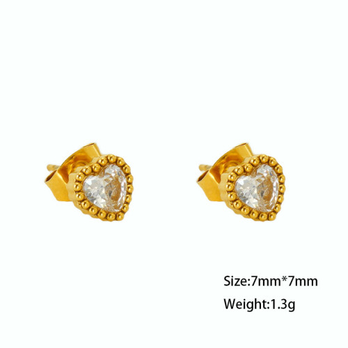 JY965  18K Gold 316L Stainless Steel Colors Zircon Stud Earrings