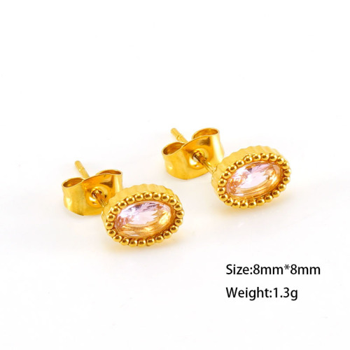 JY966  18K Gold 316L Stainless Steel Colors Zircon Stud Earrings