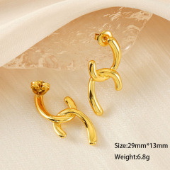 316L Bold  Line Hanging Stainless Steel Stud Earrings