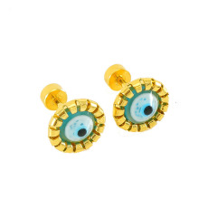 Petite Stainless Steel Earrings featuring Cute Colorful Convex Eyes