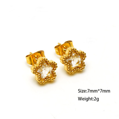 18k Gold Mini Star Zirconia Stainless Steel Stud Earrings