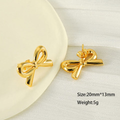 Simple French Openwork Butterfly Bow Stainless steel stud Earrings