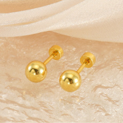 Simple and Elegant Gold Ball Stainless steel Stud Earrings