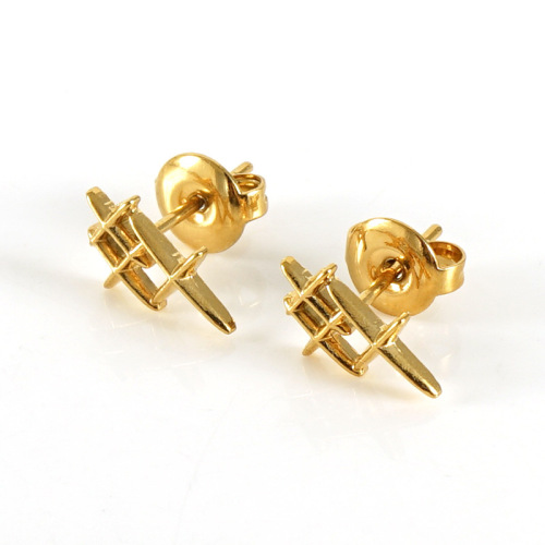 Stainless Steel Three Stacked Small Hollow Cross  Stud Earrings