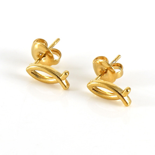 Exquisite Gold Plated Fish Stud Earrings Made of 316L Stainless steel