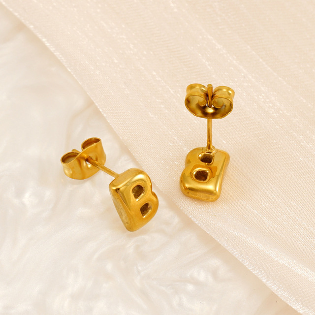 18K Gold Mini Bubble Letter Stainless steel  Stud Earrings
