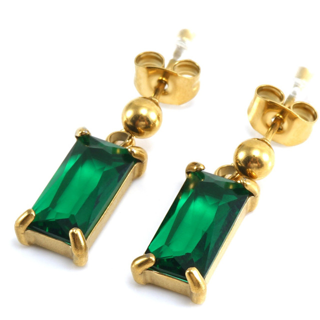 JY 363  Fashion 18k Gold   Stainless Steel Stud Zirconia Earrings