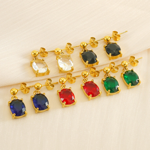 JY 366  Fashion 18k Gold   Stainless Steel Stud Zirconia Earrings