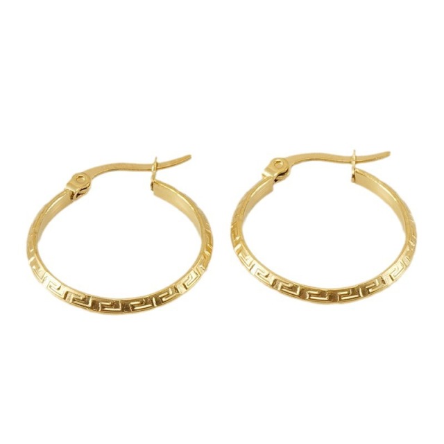 Fashion  Stainless Steel Great Wall Pattern Hoop Earrings/ Boucle d'oreilles en acier inoxydable