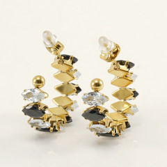 JY 370  Fashion 18k Gold   Stainless Steel Stud Zirconia Earrings