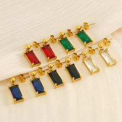 JY 363  Fashion 18k Gold   Stainless Steel Stud Zirconia Earrings