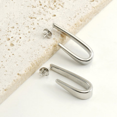PVD Plating Stainless Steel Stud Earrings with Hooks in Two Colors