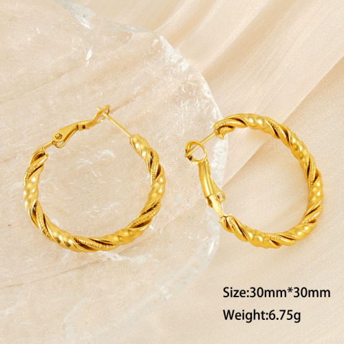 Twisted Spiral Stainless Steel Round Spiral Hoop Earrings