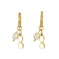 Natural Pearl Figure 8 Earrings in Stainless Steel With 18k Gold Plating