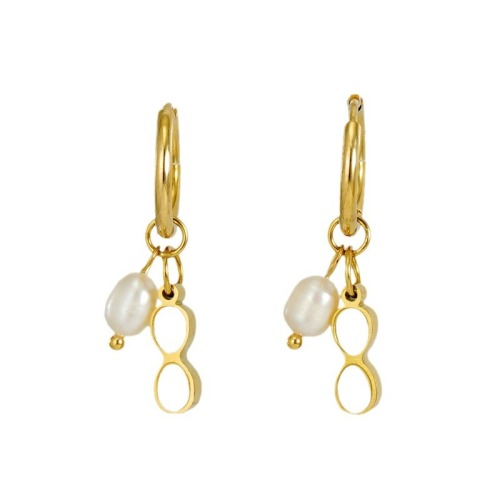 JY772  Delicate  Stainless Steel Hoop Earrings with Pearls