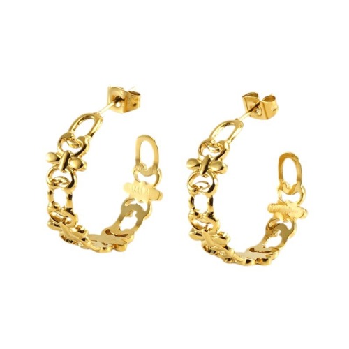 18k Gold-Plated Intricate Pattern Half Hoop Stud Earrings