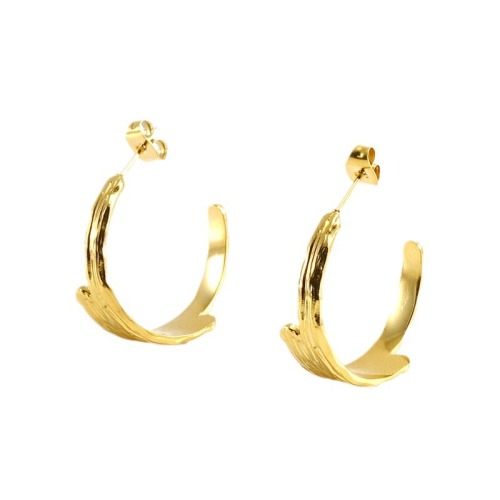 Wholesale Fashion Stainless Steel 18K Gold Plated Irregular Geometric C Shaped Cuff  Earrings
