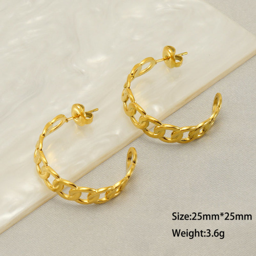 Geometric Round  Hoop Earrings in Stainless Steel With Hollow Design