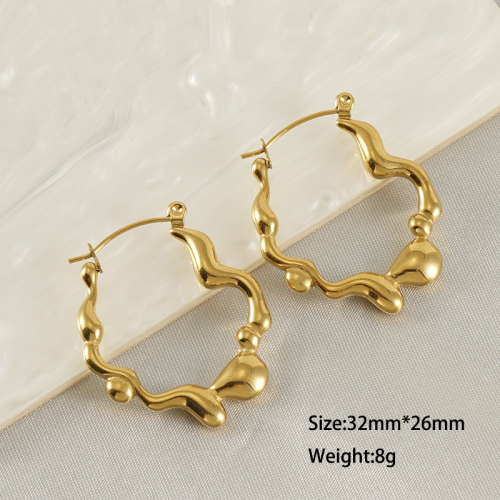 French Love Shaped Irregular Stainless Steel Earrings in 18K Gold
