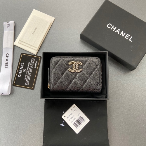 Import leather boutique grade Chanel zip card holder 
