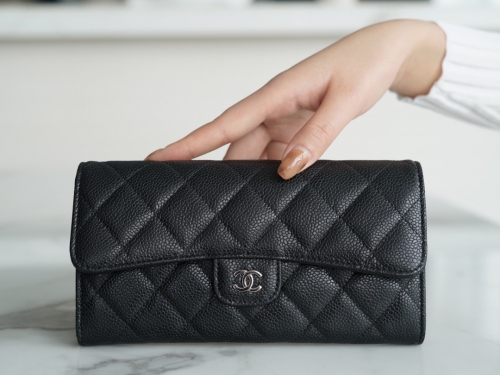 Top grade (cc) Chanel Long wallet (caviar)