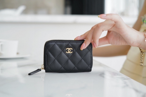 Top grade (cc) Chanel zip card holder