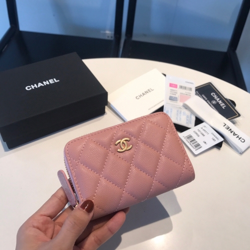 Boutique grade Chanel zip card holder