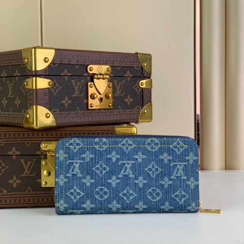 Boutique grade import LV denim long wallet