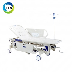 IN-182 Hospital Manual Crank Lifting Patient Transport Emergency Stretcher Trolley Bed
